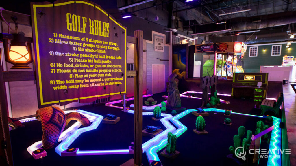 western theme black light mini golf